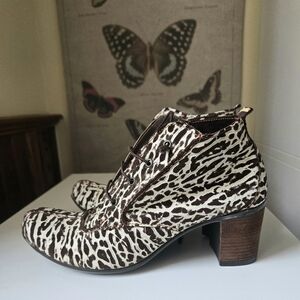 Animal Print Leather Ankle Boots
